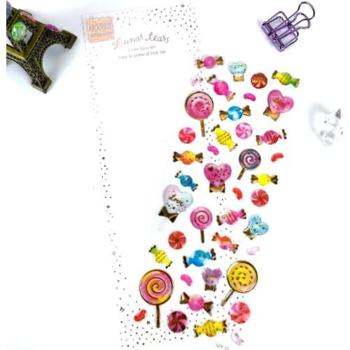 1 Sheet Shiny Crystal Epoxy Lollipop Golden Stamping Sticker Diary Handbook Phone DIY Sticker