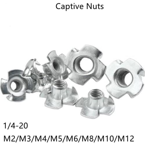 10-20pcs/lot M3 M4 M5 M6 M8 Captive Nuts Pronged Tee Nuts Blind Nuts Zinc Plated Carbon Steel Furniture nut