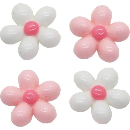 100/50pcs Flat Back Resin Daisies Cabochons Baby Daisy Flower Cabochons Daisy Floral Charms Daisy Shaped Resin Cabochons