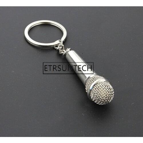 100pcs Mini Alloy Microphone Key Chain Pendant Keychain Party Favors for Guests Souvenirs Event Birthday Party Gift