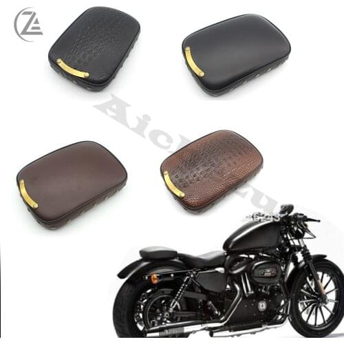ACZ Motorcycle Smooth/Crocodile Black/Brown Suction Cup Chopper Rear Pillion Passenger Pad Seat for Harley Bobber