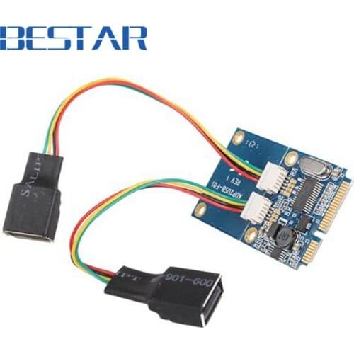 Dual USB 2.0 USB2.0 Female to Mini pcie pci-express PCI-E pci Express Adapter card For USB Flash Disk & Wifi Wireless Card