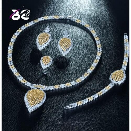 Be 8 Luxury Clear Cubic Zircon Trendy Jewelry Set for Women Bridal 4pcs Jewelry Sets Women Dress Accessories Saudi Arabic S270