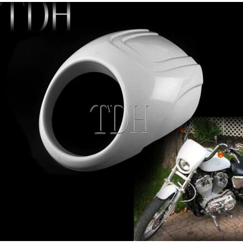 White/Matte Black Front Headlight Fairing Mask 5.75" Head Lamp Mask Cowl for Harley Sportster Dyna Softail XL FXR FXD Universal