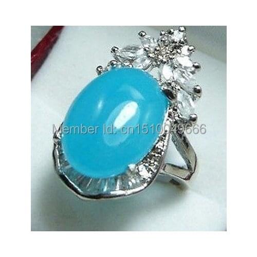 FREE SHIP >>Stunning! Oval & Crystal Ring 6-9