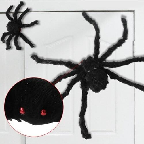 Black Big Plush Spider Jokes Props Furry Fake Spider Horrible Halloween Party Decoration Haunted house Bar Home Decor Supplies