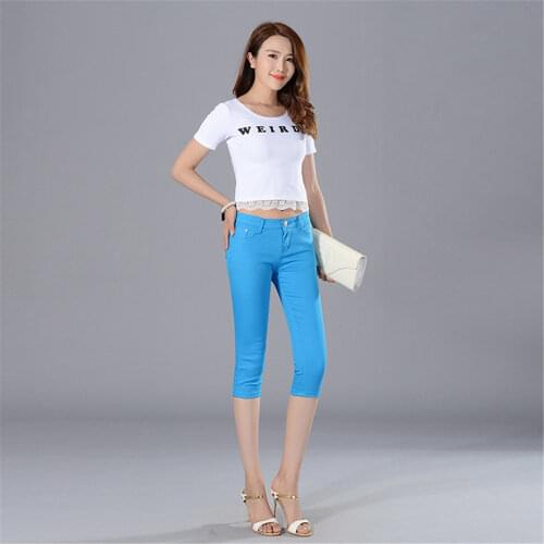 Whole cotton colour Elastic force Cropped Trousers Pencil pants high waist jeans woman skinny women jeans mujer jean plus size