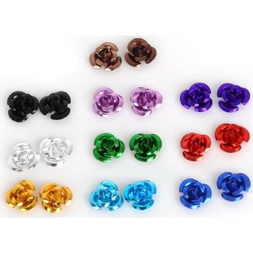 Wholesal 300PCS DIY Aluminum Metal Rose Flower Beads Bracelet Spacer Beads with Hole For Jewelry Findings Crafts Making Dia. 8mm