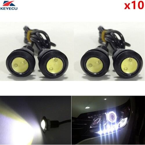 KEYECU 10PCS 12V White Eagle Eye Lamp Waterproof LED Light Bulbs For Daytime Running Lights DRL Car Tail Light Motor Backup
