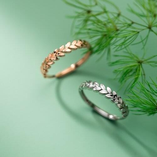 Real 925 Sterling Silver Rings for Women Teen Girls Wheat Leaves Adjustable Finger Ring Female Ladies Fashion Jewelry 2021