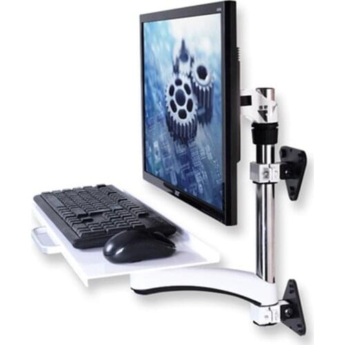 LCD-TS2 aluminum 9-27" 360 rotate sit stand desk 2-8kg full motion vesa100x100 10"-27" monitor bracket with keyboard holder