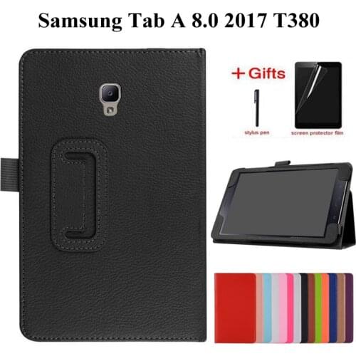 Litchi PU Leather Case for Samsung Galaxy Tab A2 A 8.0 2017 Cover for SM-T380 SM-T385 T380 T385 8.0 inch Tablet case +film+pen