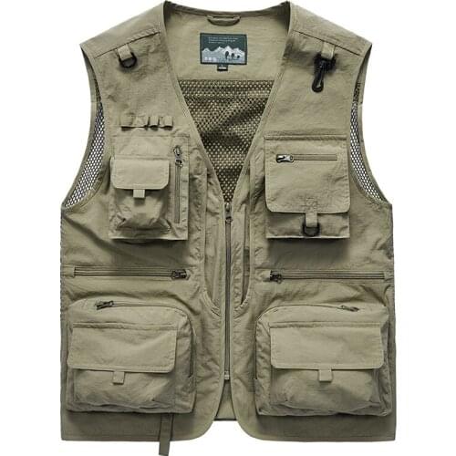 Men Jacket Vests Casual Outdoor Fishing Climber Cargo Vests Men Coat Sleeveless Tactical Multi-Pocket Photographer Waistcoat Men