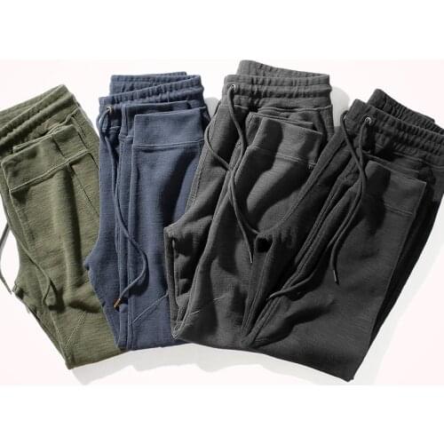 2020 Autumn and Winter New Mens Fashion Simple Sweatpants Thick Heavy Weight Elastic Waist Drawstring Sports Casual Pants