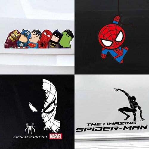 Disney Spiderman Car Sticker Cartoon Anime Figure Marvel Avengers Fuel Tank Sticke Covering Auto Scratches Stickers Decoration