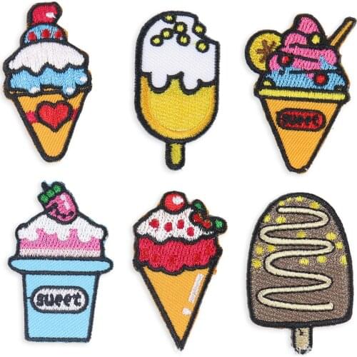 New Arrival 1Pcs Cute Cake Drink Food Ice Cream Fries Cake Donut Pizza Embroidery Cloth Clothing Accessories Badge Patch