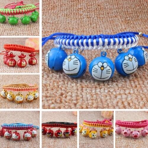2019 Newest Hand-knitted cat and dog multicolor cartoon bell collar Teddy VIP freely retractable pet collar