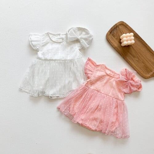 0-3T Newborn Kid Baby Girls Bodysuit Dress Elegant Summer Ruffles Short Sleeve Jumpsuit Cute Sweeet Party Princess Outfit