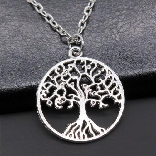 Fashion 2 Colors 25x25mm Tree Of Life Charms Pendant NecklaceFor Women Jewelry Gift Dropshipping Products