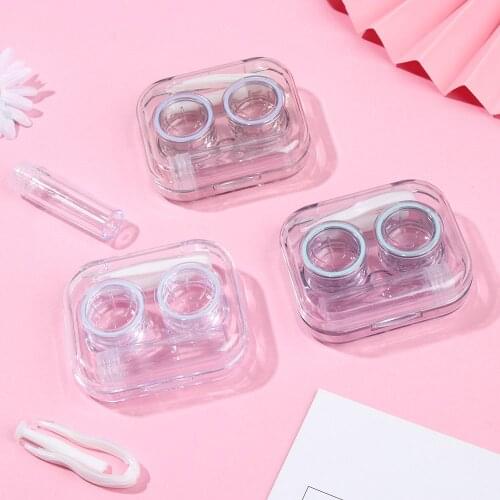Travel Portable Contact Lenses Case Tweezers Storage Lens Holder Solution Bottle Container Transparent Lens Box