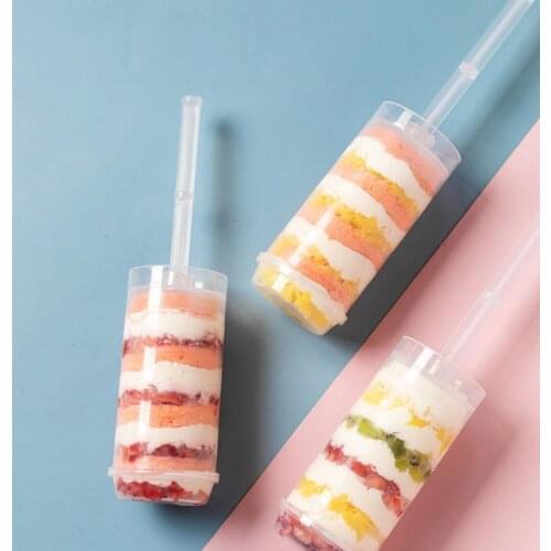 10Pcs Plastic Pushable Cake Holders Push Cake Mold Cylinder Shaped Cake Pusher Push Pops Transparent Cake Bucket Baking Supplies