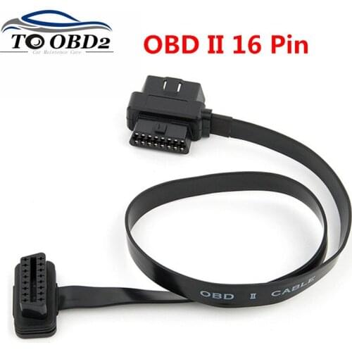 Flat Thin OBD2 16Pin Cable Elbow OBD 2 OBDII Extension Cable Car Diagnostic Connector Female to Male Female