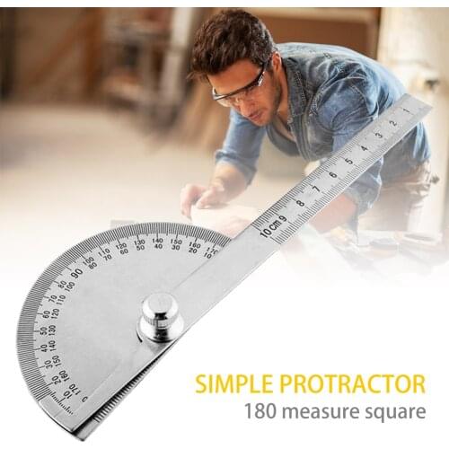 Practical 180 Degree Protractor Multifunction Stainless Steel Angle Ruler Adjustable Dividing Gauge for Woodworking Measuring