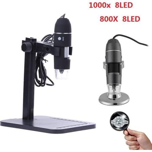 1000X 8 LED 2MP Professional USB Digital Microscope Electronic Microscope Endoscope Zoom Camera Magnifier+ Lift Stand
