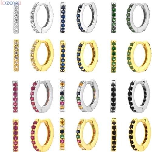 Lozoya 925 Sterling Silver Clear Fashion Luxury Small 7mm Huggies Women Crystal Hoops Piercing Pendiente Ohrringe Jewelry