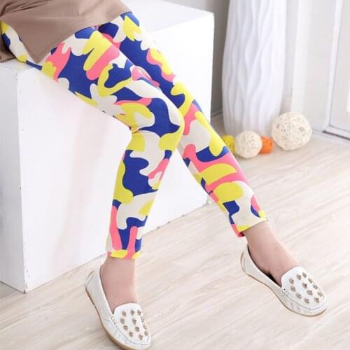 Baby Girls Pants 2-14Y Leggings Pants Flower Floral Printed Elastic Long Trousers Kids Ice Silk Blend Pants Toddler Girl Pants
