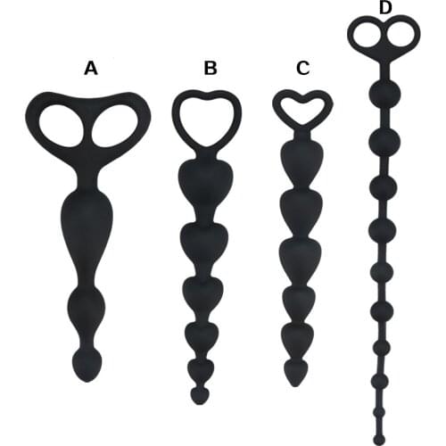 Heart shaped silicone beads anal plug butt sex toy