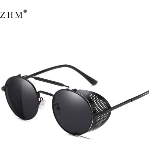 Steampunk Goggles Retro Sunglasses Men Punk Round Sunglasses Women Brand Designer Sun Glasses for Male UV400 Oculos De Sol