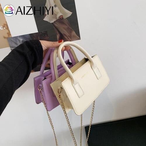 2021 New Casual Handbag Purse Women Solid Pure Color PU Leather Chain Crossbody Bag Ladies Chain Purses for Women