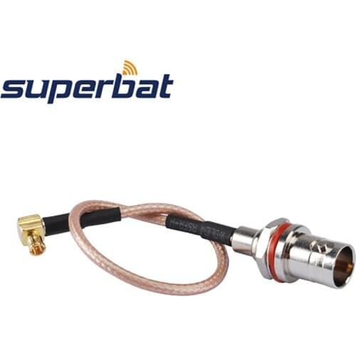 Superbat MCX Male Plug Right Angle to BNC Female Jack Bulkhead O-ring Pigtail Cable RG179 15cm 75 ohm