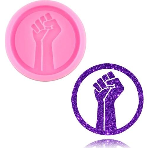 Super Glossy Blm Fist Shape Silicone Mold Hand Keychain Making Molds Polymer Clay Pendant Craft Custom Jewelry Necklace Mould