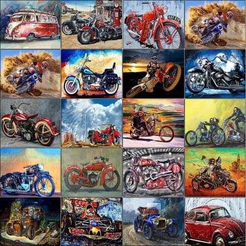 Cross stitch cuadros embroidery full square 5d diamond painting kit Car motorcycle racer landscape complet dirll drawing mosaic