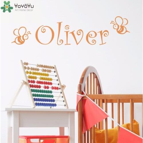 YOYOYU Wall Decal Bees Personalized Name Wall Art Stickers Vinyl Cartoon Animal Pattern Quote Removable Window Nursery DIY SY715
