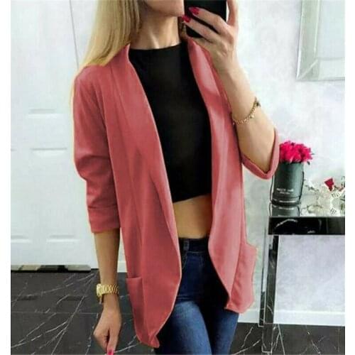 Plus Size Women Fashion OL Long Sleeve Slim Fit Blazer Suit Jacket Coat Outwear Ladies Solid Blazers Female Formal Coats