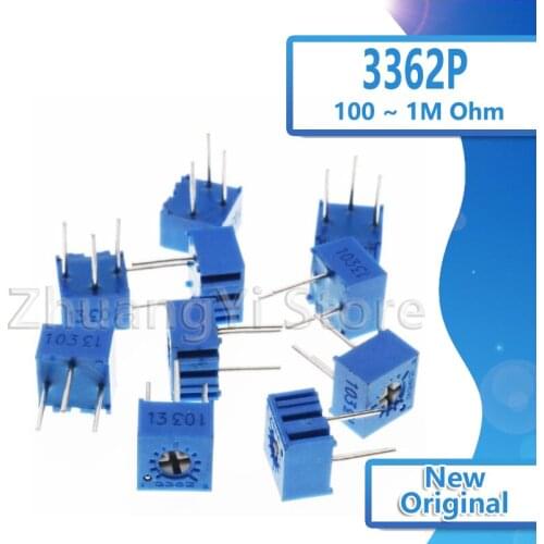 10pcs 3362P 101 201 501 102 202 502 103 203 503 104 204 504 105 Trimpo Trimmer Potentiometer 3362 500R 1K 2K 5K 10K 20K 50K 100K