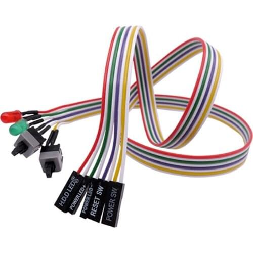 20pcs/lot Slim ATX PC Computer Motherboard Power Cable 2 Switch On / Off / Reset with LED Light