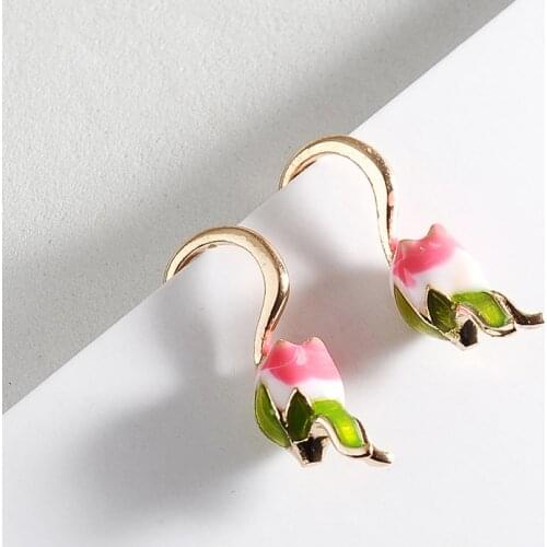 2020 French Style Tulip Earring Summer Retro Flowers Vivid Tulips Statement Hook Earrings Jewelry Women Elegant Boucle D'oreille