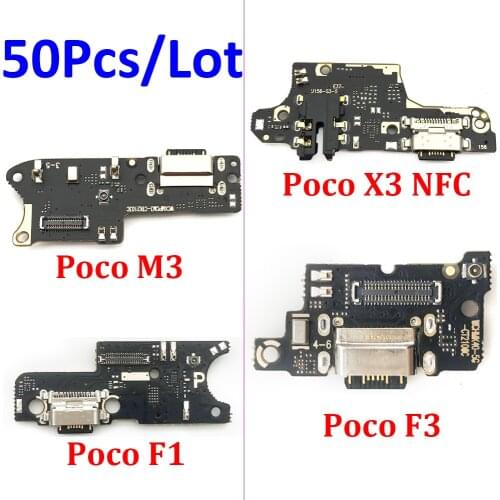 50Pcs/Lot，For Xiaomi Poco M3 F1 X3 NFC Poco F3 / Redmi K40 USB Charging Port Board Flex Cable Connector Parts