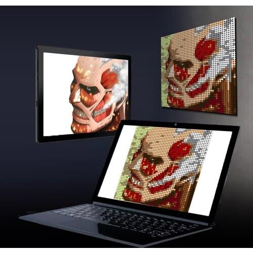 Animed Figure ColossaledTitan Pixel Mosaic Art Painting Collection Building Blocks Painted Background Decoration Bricks Toys