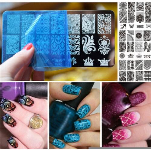 BBC 6X 12CM(L X W) 1 PC Rectangle Nail Art Stamping Plate Lace Flower Design Stamp Image Plate Hot Sale Nail Stamping Template