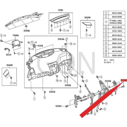 Dashboard bolt 2006-Toy ota CAM RYV ENZ AMA JES TAH IGH LAN DER AVA LON Dashboard screw Double screw joint screw base
