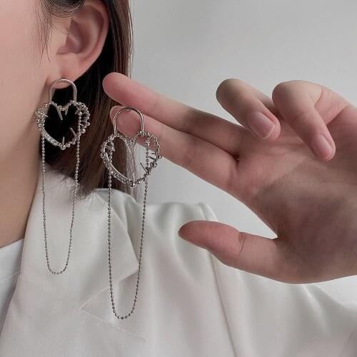 Cosysail Personality Thorns Love Dangle Earrings for Female 2021 Trendy Punk Beaded Tassel Earrings Statement Jewelry Gift