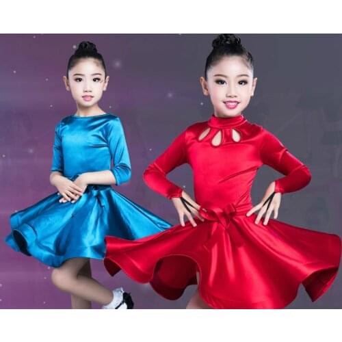 Children Professional Latin Dance Dress Long Sleeve Girls Cha Cha Rumba Samba Dance Wear Kids Ballroom Competition Dance Costume