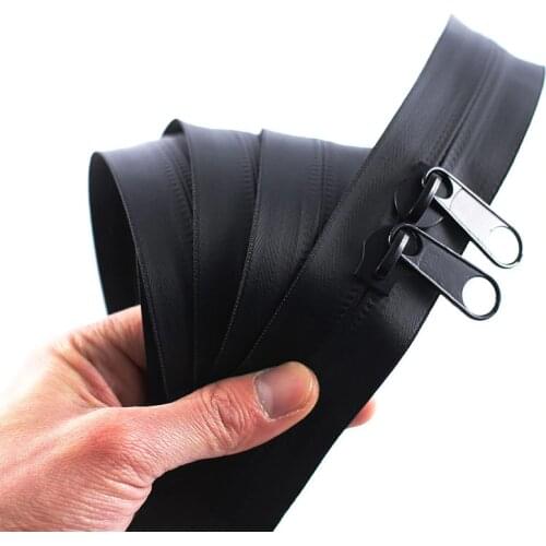 No. 10# long chain large roll invisible waterproof Zipper double opening black nylon Coil zipper for DIY Sewing Tents travel bag