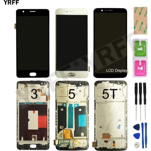 For OnePlus 5 5T With Frame LCD Screens For OnePlus 3T 3 LCD Display Touch Screen Digitizer Assembly Panel Repair Sets