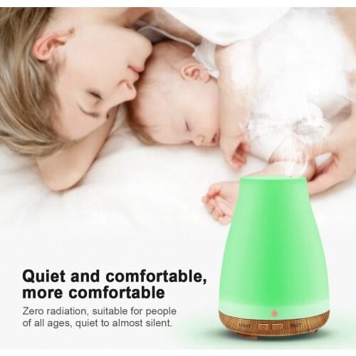 Electric Humidifier Essential Aroma Oil Diffuser Ultrasonic Wood Grain Air Humidifier USB Mini Mist Maker LED Light